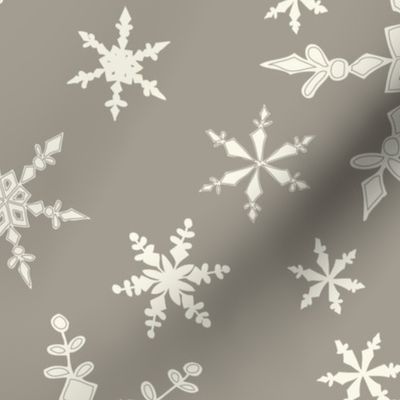 Snowflakes - Large - Ivory, Mushroom