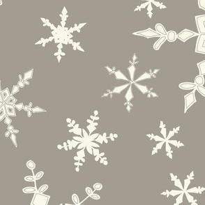 Snowflakes - Large - Ivory, Mushroom