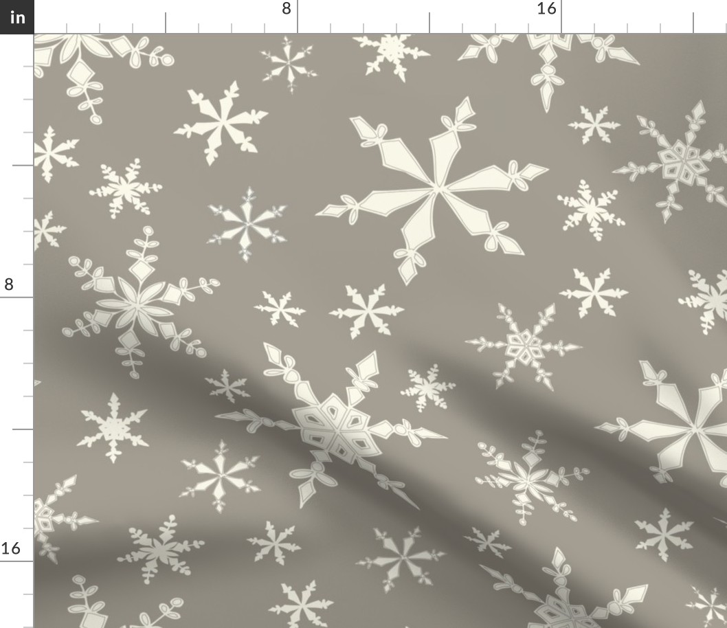 Snowflakes - Large - Ivory, Mushroom