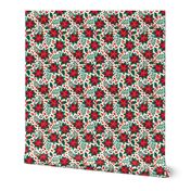 Poinsettia christmas red on creme (small)