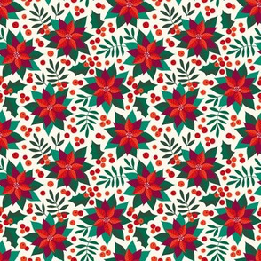 Poinsettia christmas red on creme (small)