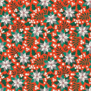 Poinsettia christmas white on orange