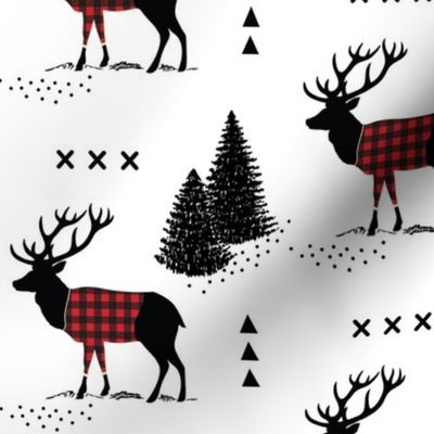 Deer - Plaid and pines