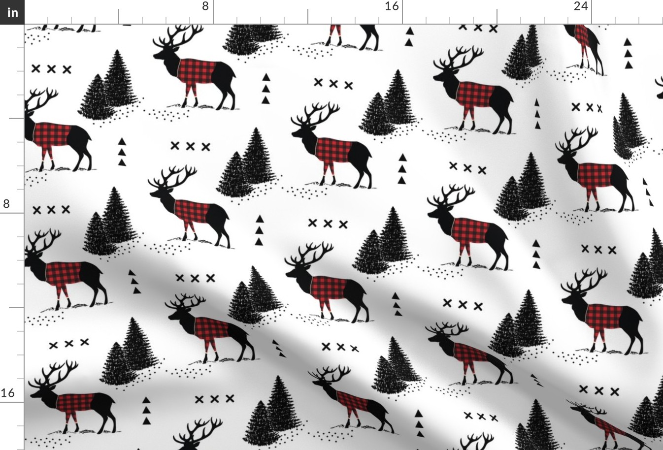 Deer - Plaid and pines