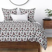 Bear, deer and moose - buffalo plaid and forest - grey background