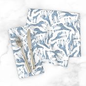 Little Ditsy Navy Blue Giraffes on White