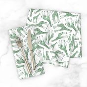 Little Ditsy Dark Green Giraffes on White