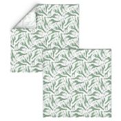 Little Ditsy Dark Green Giraffes on White