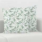 Little Ditsy Dark Green Giraffes on White