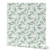 Little Ditsy Dark Green Giraffes on White