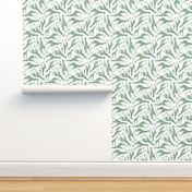 Little Ditsy Dark Green Giraffes on White