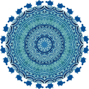 Mandala indigo with turtles big scale