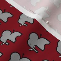 Grey elephant on crimson - smaller print