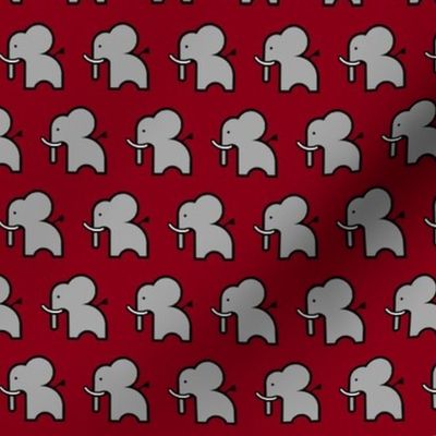 Grey elephant on crimson - smaller print