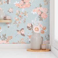 vintage dusty floral textured celeste