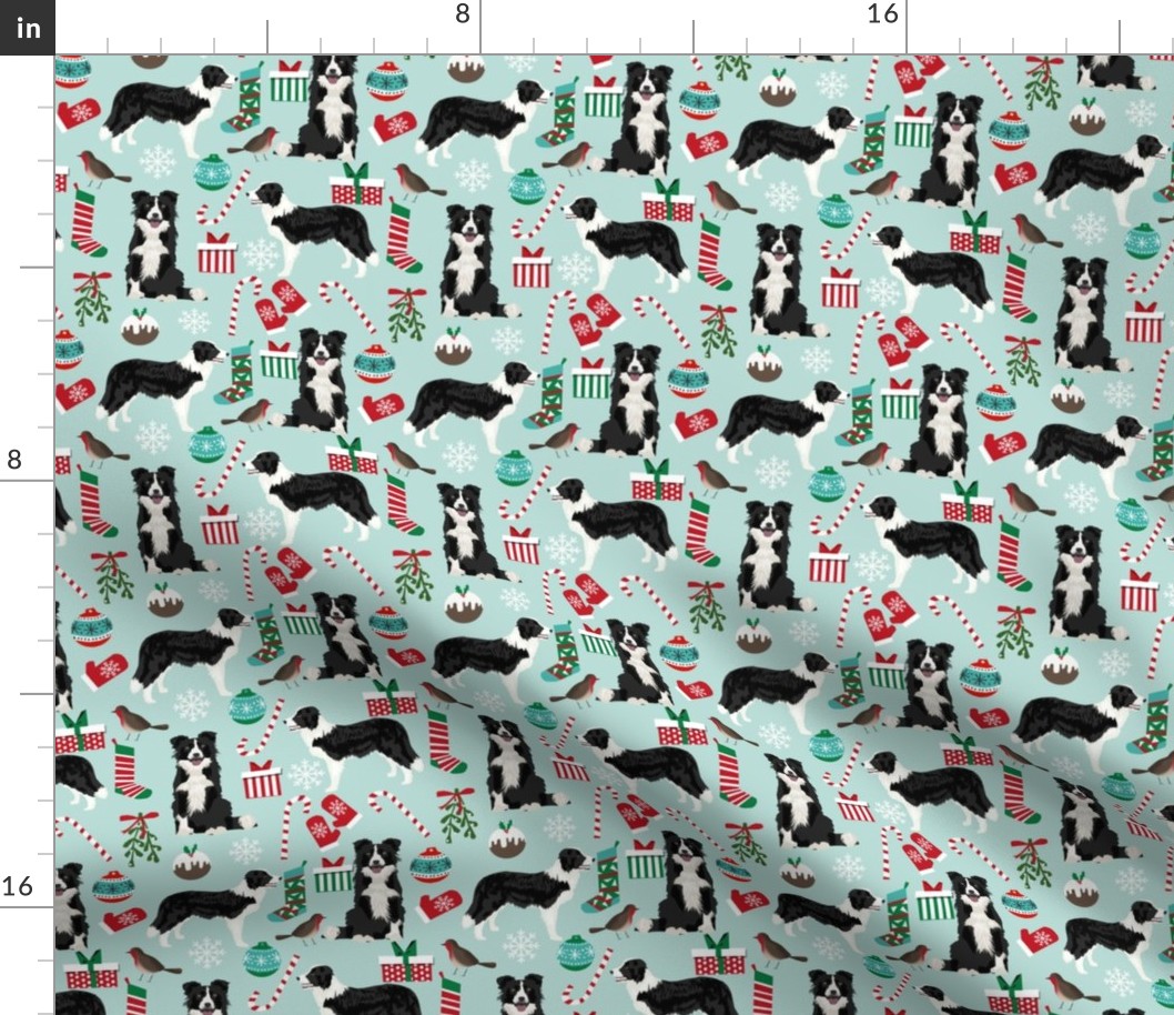 border collie fabric christmas cute xmas holiday designs red and green fabrics