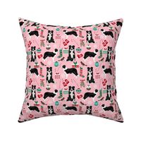 border collie christmas design cute dogs christmas pink xmas holiday dogs fabric