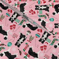 border collie christmas design cute dogs christmas pink xmas holiday dogs fabric