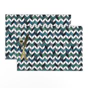 Medium 1 inch Hand-Painted Herringbone Chevron White, Turquoise, and Emerald, aqua cyan check with whimsical lines, stripe pattern,  playful,  baby boy, blue check , blue plaid