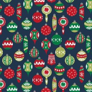 vintage christmas ornaments fabric // retro christmas fabric cute red and green fabrics andrea lauren design andrea lauren fabric