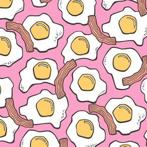 Eggs and Bacon Egg Food Breakfast on Pink