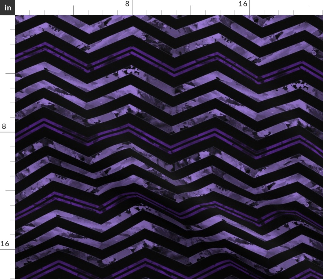 Watercolor Chevron Black Purple