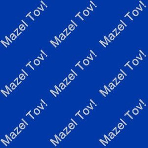 Matte Silver Gray Mazel Tov! on Blue