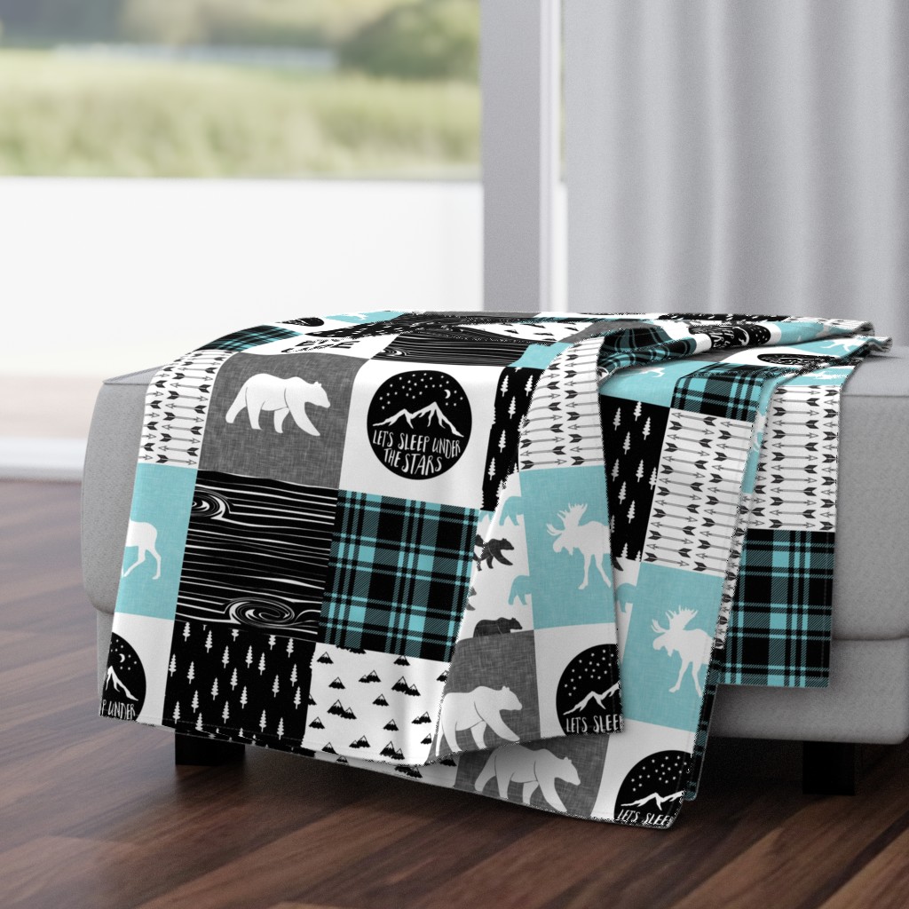 the happy camper in teal & black  || wholecloth quilt top