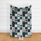the happy camper in teal & black  || wholecloth quilt top