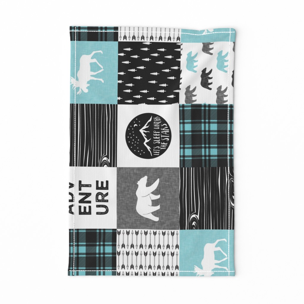 the happy camper in teal & black (90) || wholecloth quilt top 