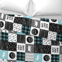 the happy camper in teal & black (90) || wholecloth quilt top 