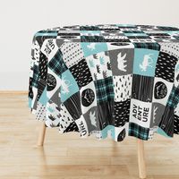 the happy camper in teal & black (90) || wholecloth quilt top 