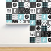 the happy camper in teal & black (90) || wholecloth quilt top 