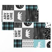 the happy camper in teal & black (90) || wholecloth quilt top 