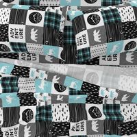 the happy camper in teal & black (90) || wholecloth quilt top 