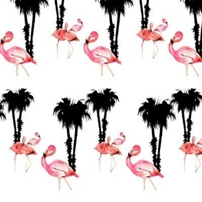 Flamingos & Palm Trees