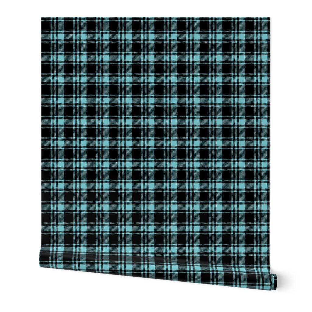 fall plaid || black  & light teal