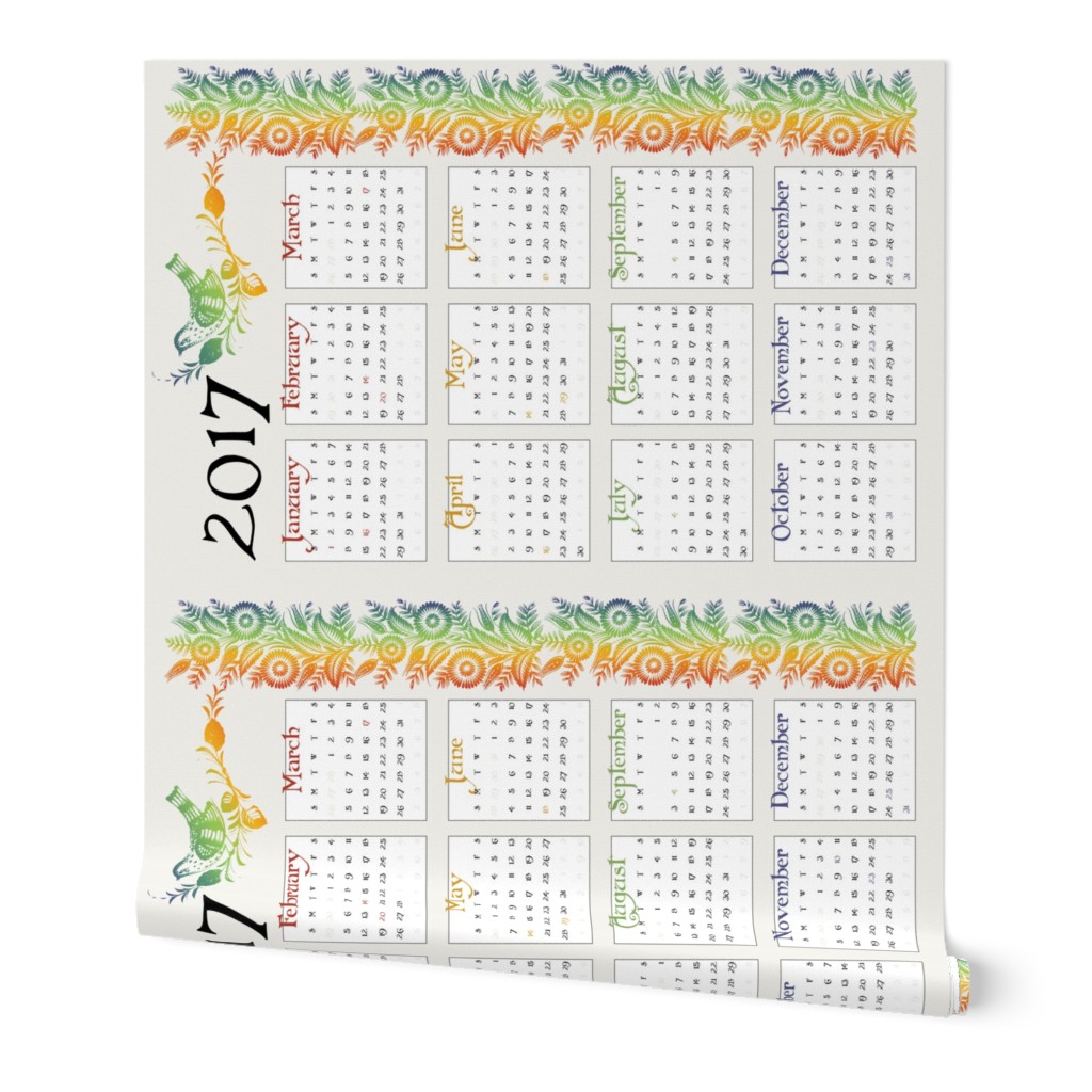 2017 calendar tea towel