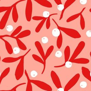 Mistletoe Scatter - Red on Pink