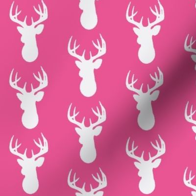 Deer Silhouette in Hot Pink and White