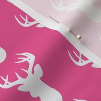 Deer Silhouette in Hot Pink and White