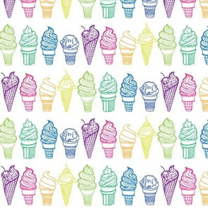 Rainbow of Ice Cream Cones (smaller print variation)