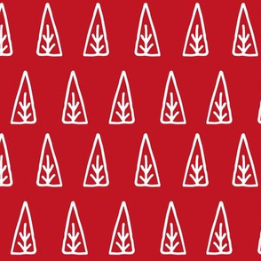 christmas trees // scandi xmas trees in rows red and white christmas fabric