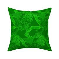 HHH6D - Large - Hand Drawn Healing Arts Lace in Lime Green on Olive