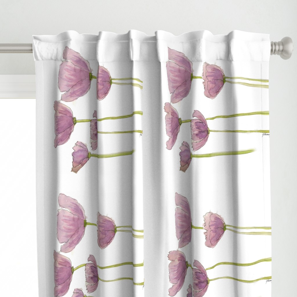 Lavender Poppies 2 Tea Towel