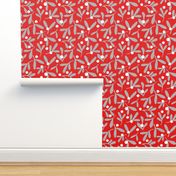 Mistletoe Scatter - Grey on Red