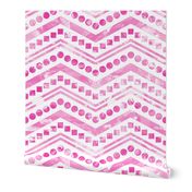 Watercolor Chevron Mix White Pink