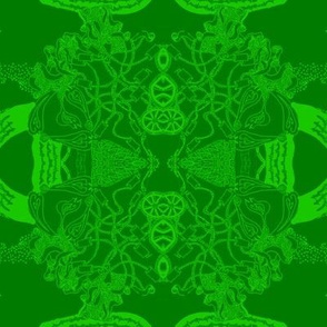 HHH6B - Large - Hand Drawn Healing Arts Lace in Lime Green on Olive