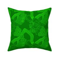 HHH6A - Large - Hand Drawn  Healing Arts Lace in Lime Green on Olive