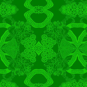 HHH6E - Large - Hand Drawn Healing Arts Lace in Lime Green on Olive